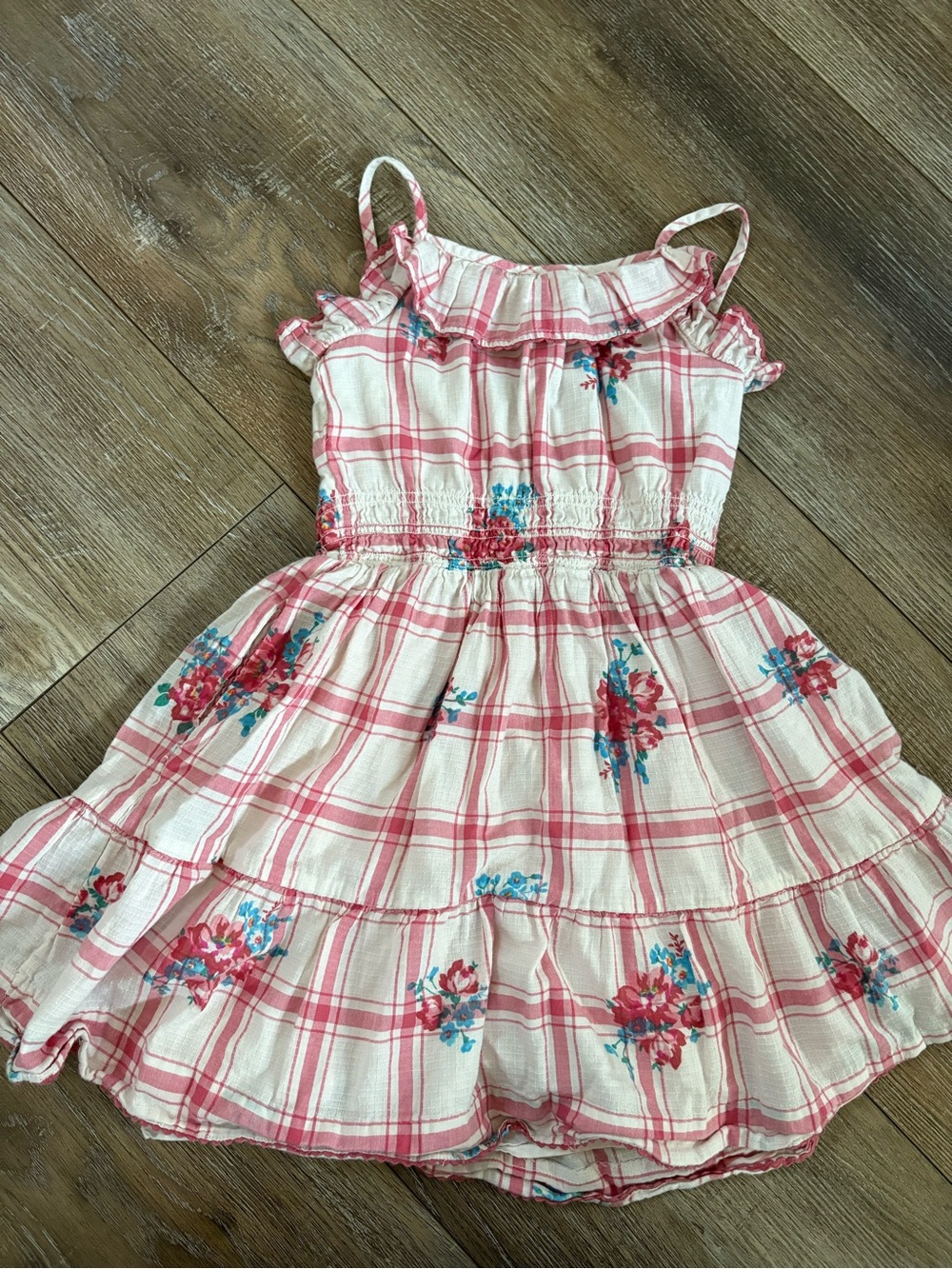 Ralph Lauren Pink Plaid Floral Ruffle Sundress